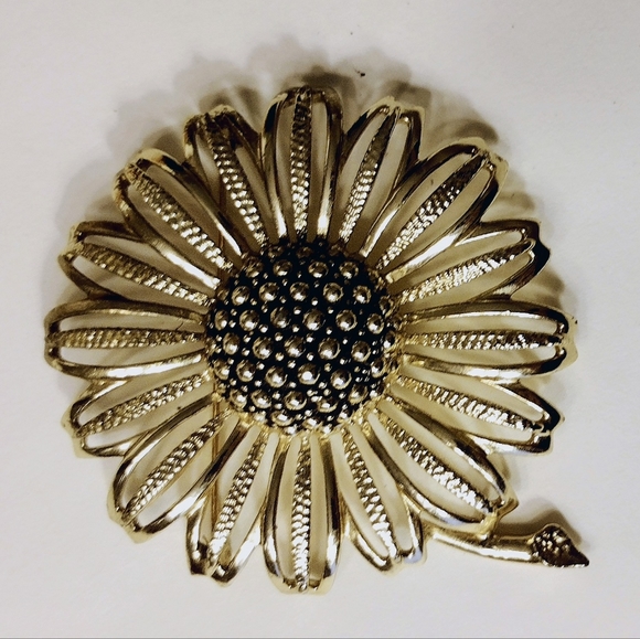 Vintage Big Sunflower Brooch Pin - Picture 5 of 6